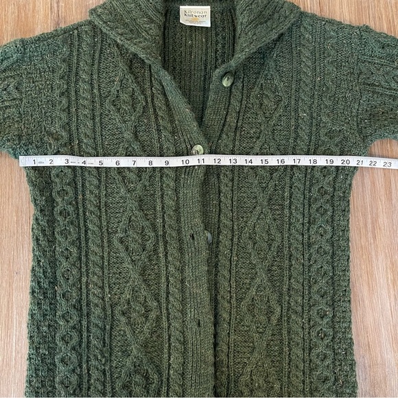 Kilronan Knitwear Cardigan Women’s Med Wool Cable Knit Chunky Sweater Green - Picture 8 of 9